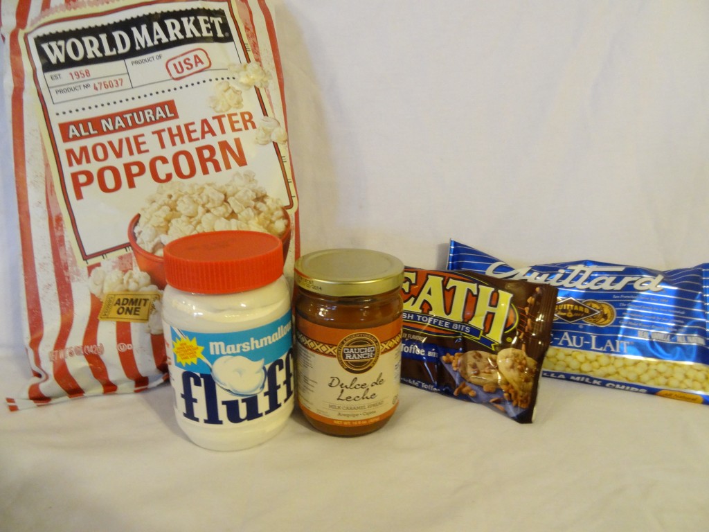 Ingredients for Caramel Toffee Popcorn Bars