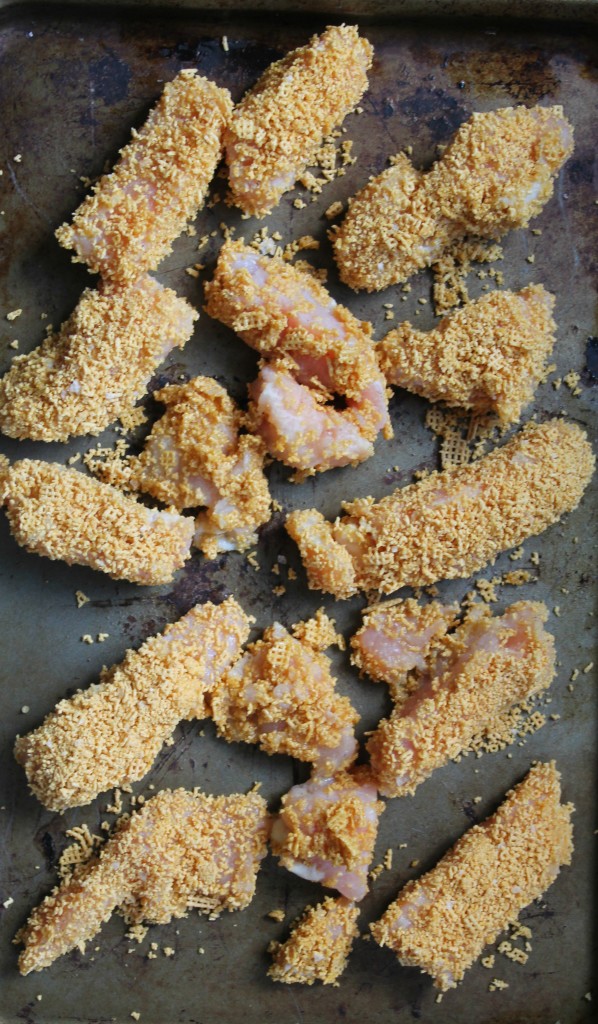 Chicken dipped in cornflakes