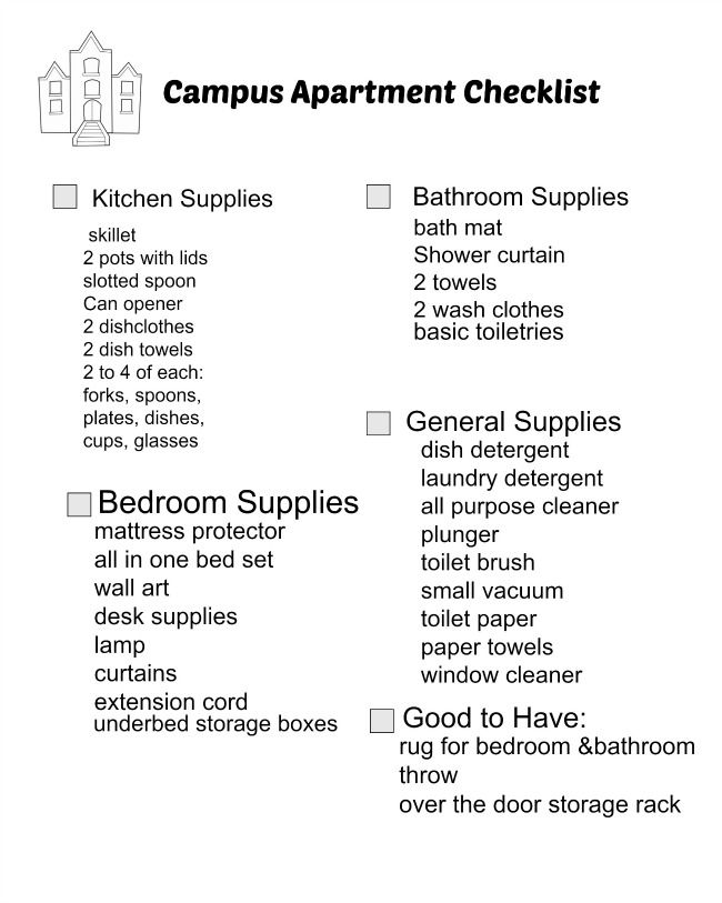 Checklist for first apartment 