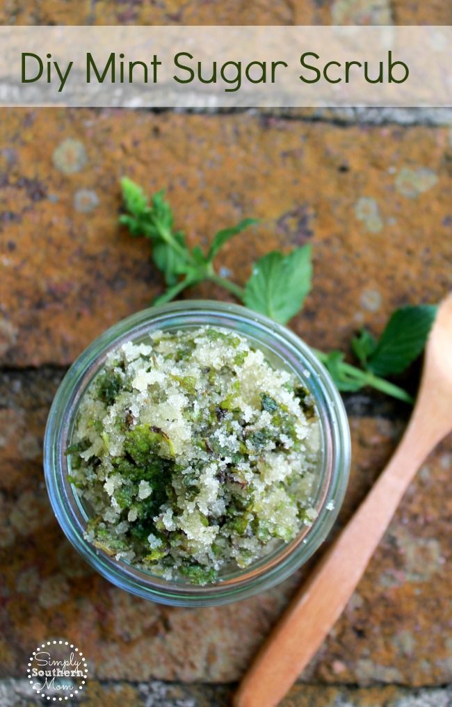 This easy DIY mint sugar scrub has only 3 common pantry ingredients and can be made in minutes. It smells so good and is a wonderful way to use fresh mint. 