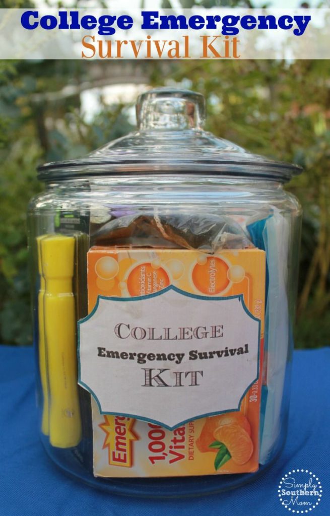 Have a student going away to school? Help them fight homesickness with this cute college emergency survival kit! Includes a free printable. 