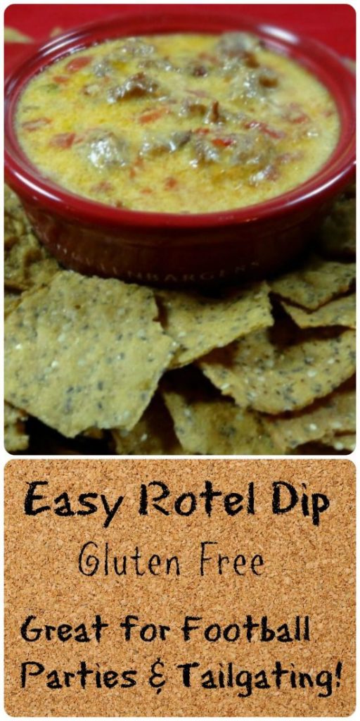This 3 ingredient Rotel Dip is so easy to make and gluten free too! It's perfect for Tailgating, Football and Holiday Parties. 